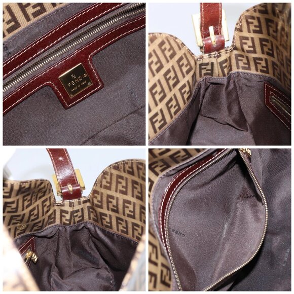 FENDI Zucchino Canvas Mamma Baguette Shoulder Bag Beige Gold Auth ep11341 - Picture 15 of 16